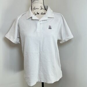 Psycho Bunny White Polo Shirt Bunny Logo Short Sleeve Men's Size M